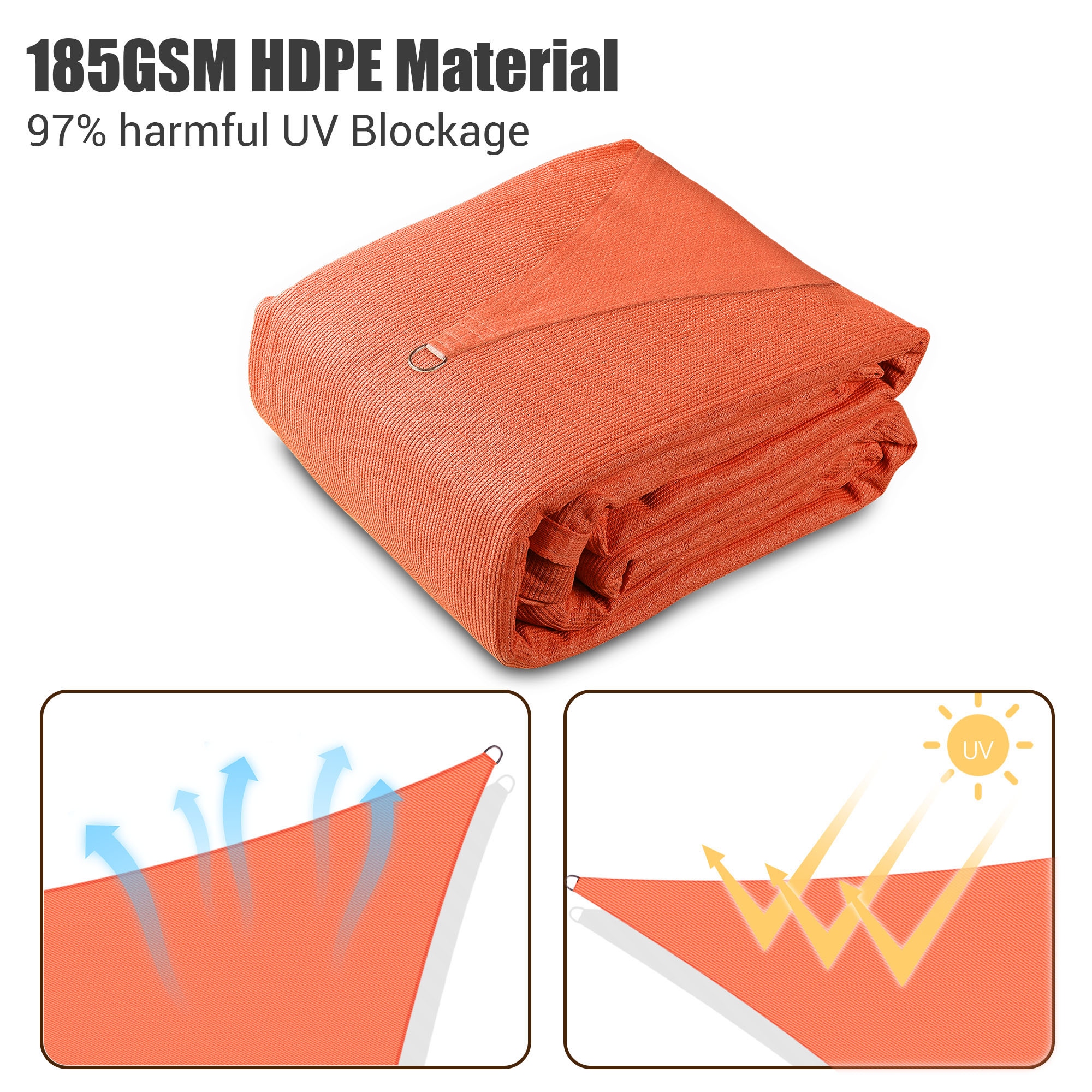 18x18Ft 97% UV Block Square Sun Shade Sail Outdoor Patio